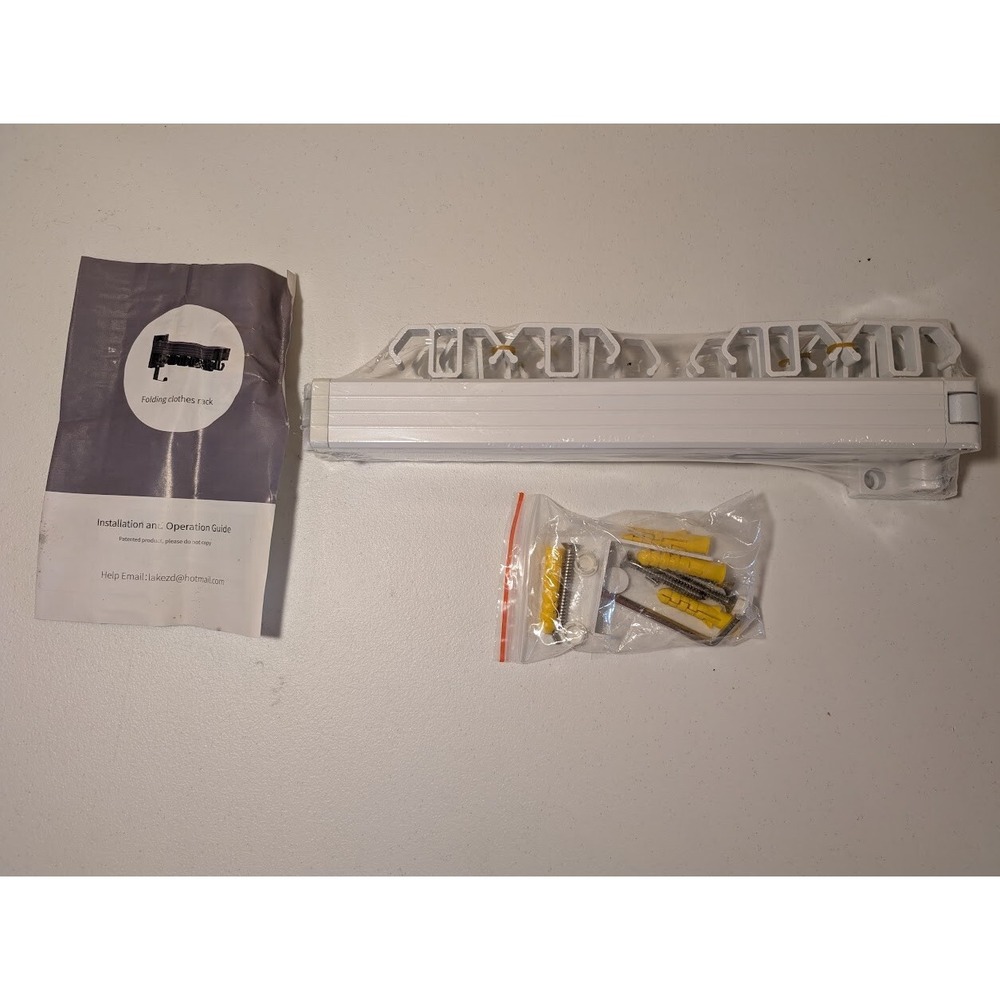Wall Mounted Folding Clothes Drying Rack with Hardware & Instructions - White